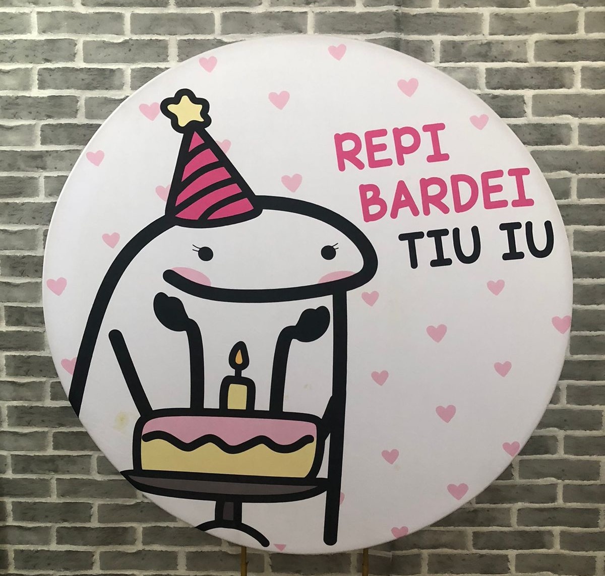 Painel Redondo Repi Bardei Tiu Iu Tecido  - Michelle Almeida Festas 