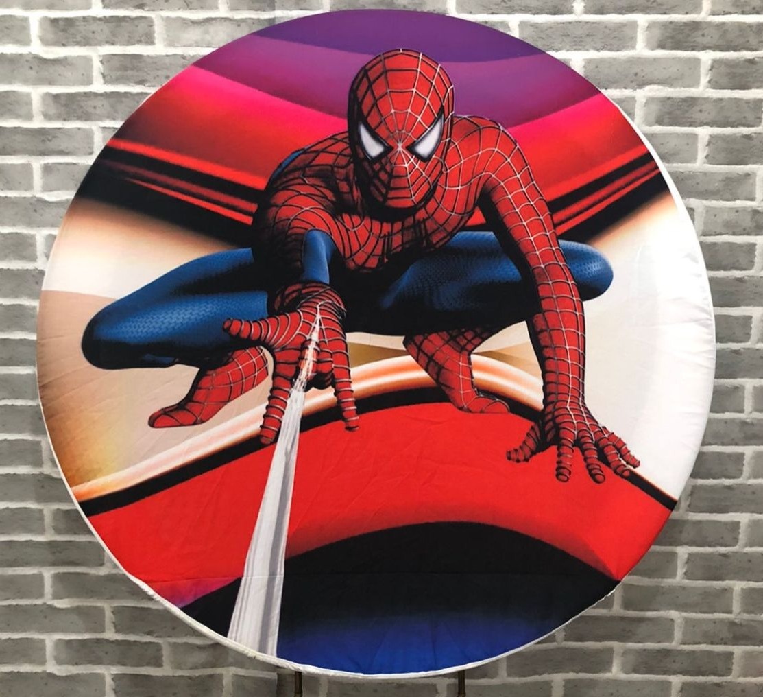 Painel Redondo Homem Aranha  Tecido. - Michelle Almeida Festas 