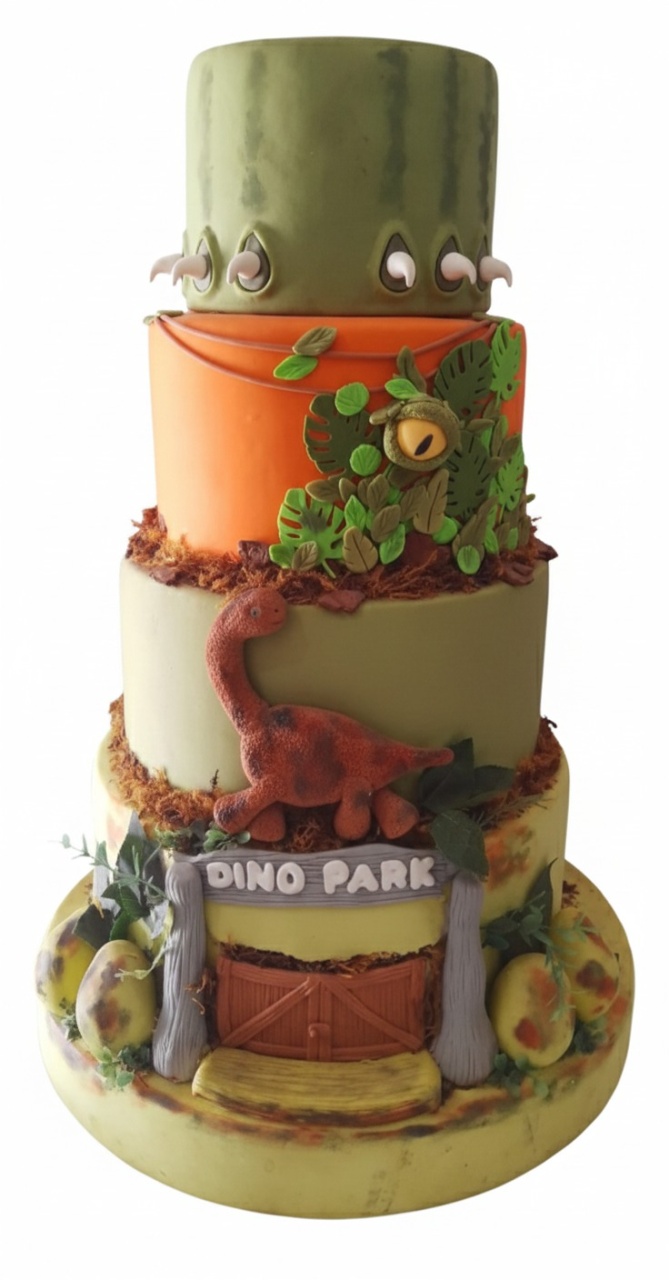 Bolo Fake Dino Park  - Michelle Almeida Festas 