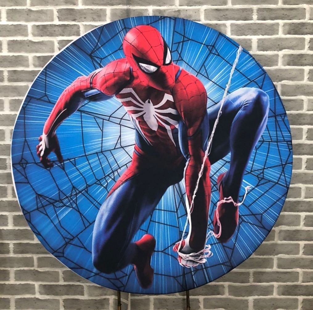 Painel Redondo Homem Aranha Tecido - Michelle Almeida Festas 