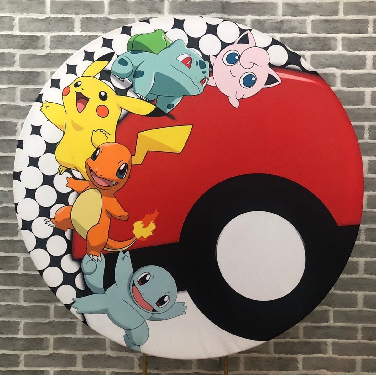 Painel Redondo Pokémon Tecido - Michelle Almeida Festas 