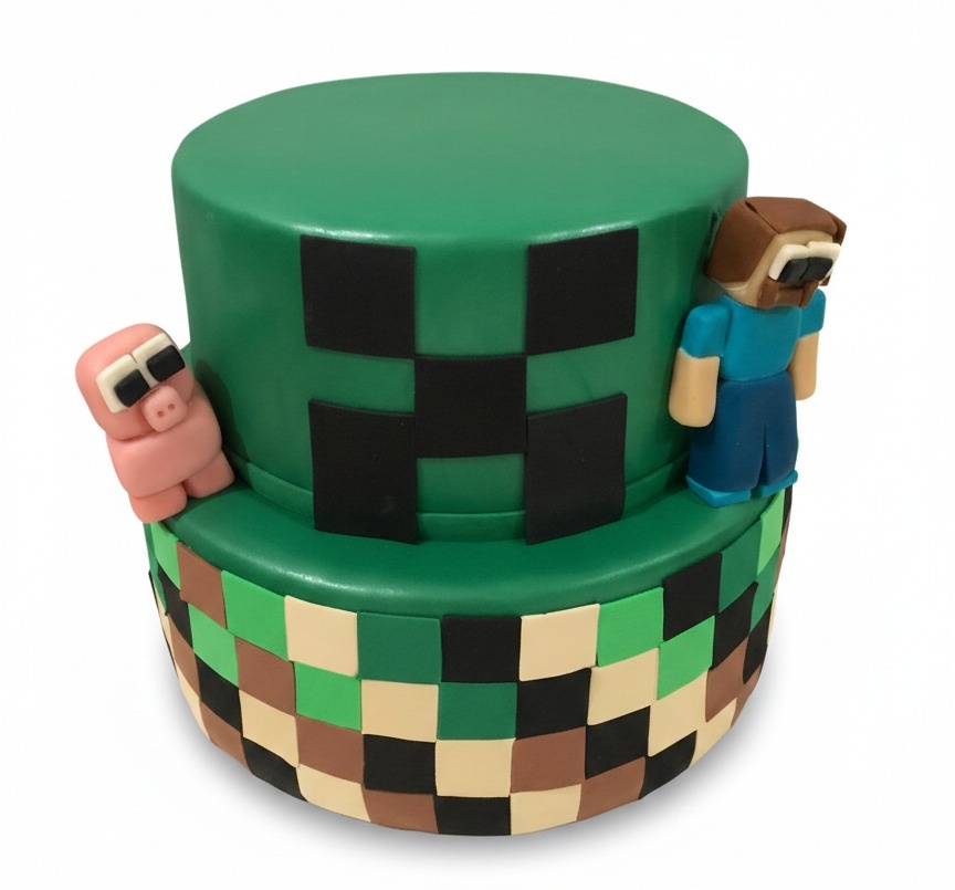 Bolo Fake Minecraft  - Michelle Almeida Festas 