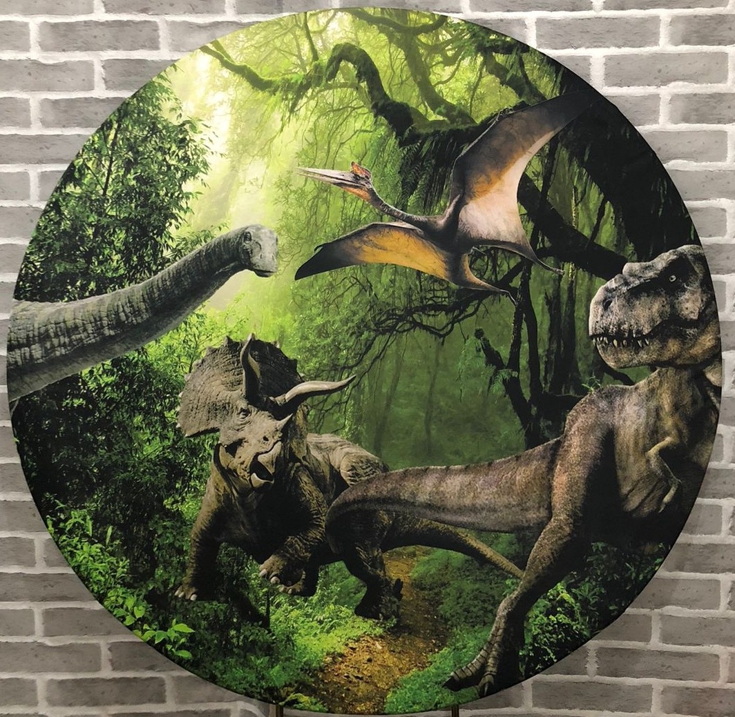 Painel Redondo Jurassic Park Tecido - Michelle Almeida Festas 