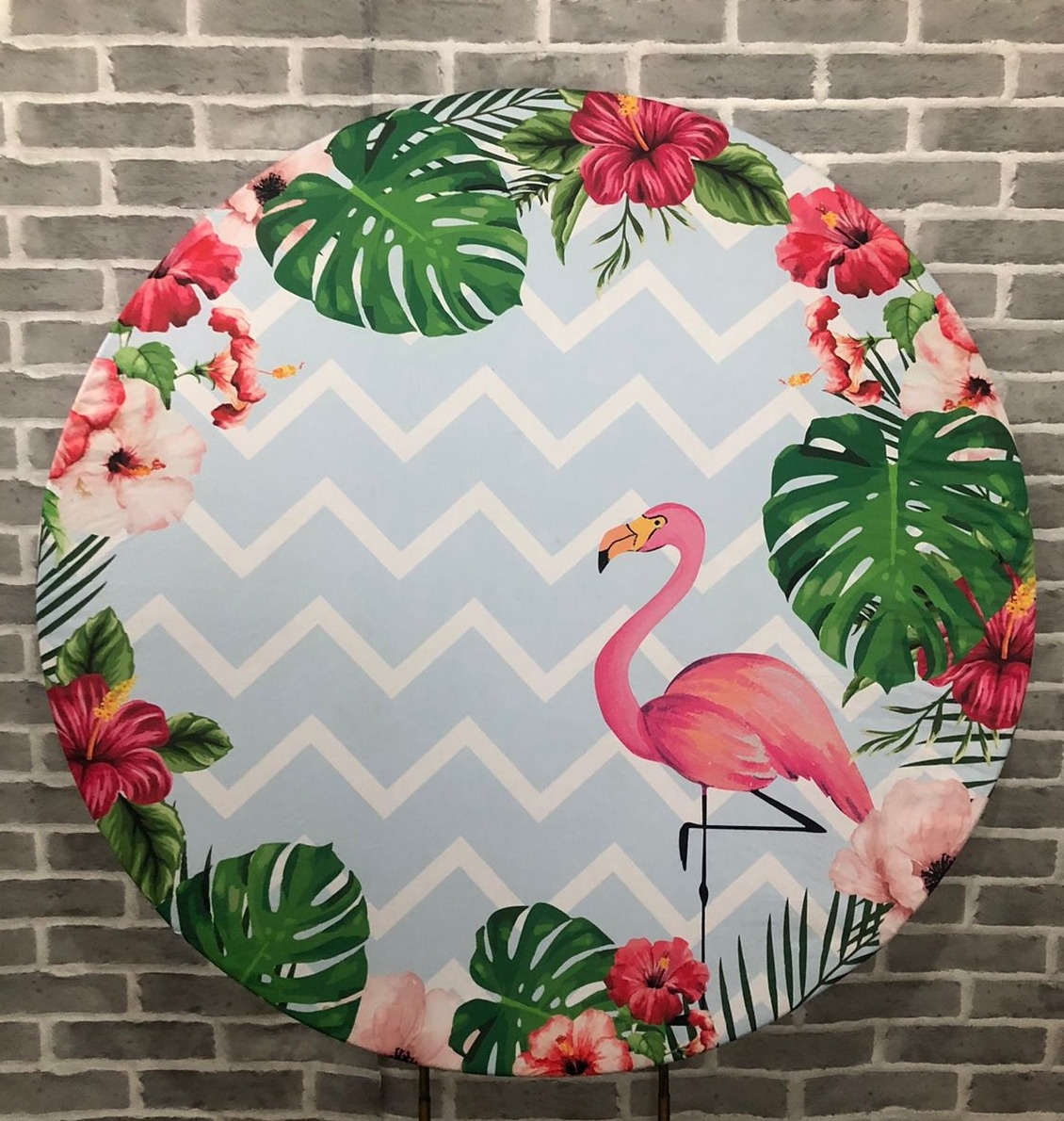 Tecido Painel Redondo  Flamingo  - Michelle Almeida Festas 