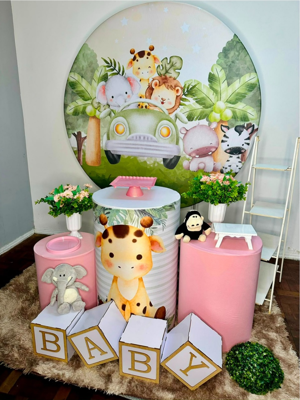 Chá de Bebê Safari Rosa - Sonho de Festa