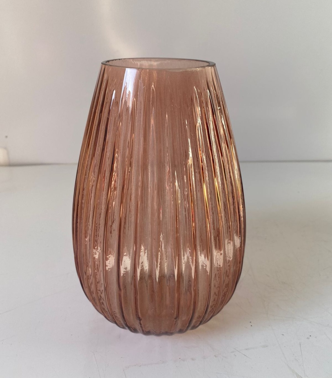 Vaso Gota Cristal Rosa M 8X20Cm - Beck Decorações