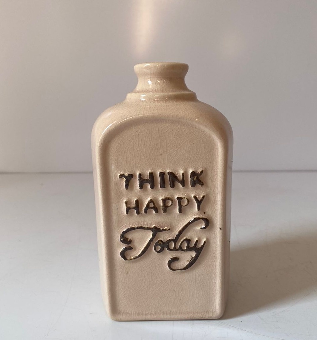 Garrafa Think Happy Today M Rc 3X16Cm - Beck Decorações