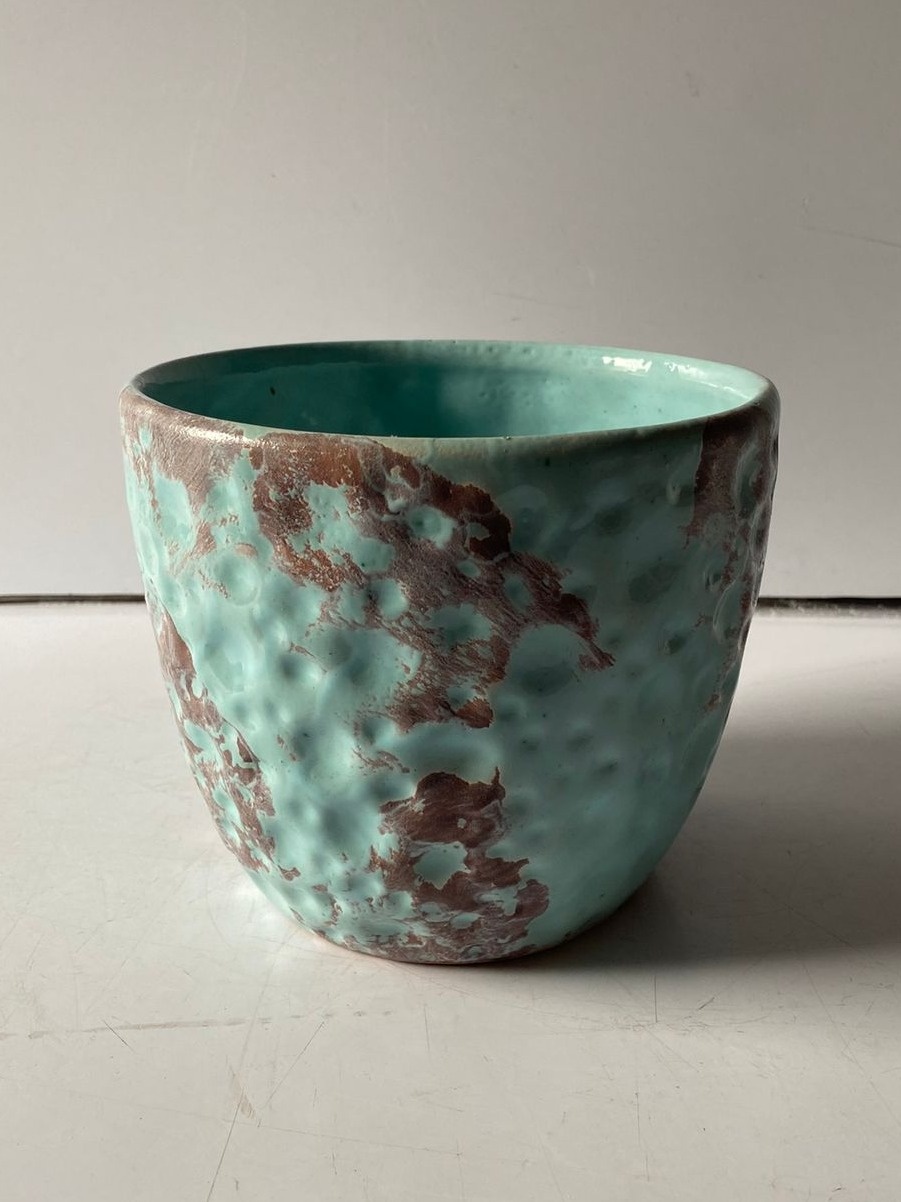 Vaso Craquelê G Az Cl 17X14Cm - Beck Decorações