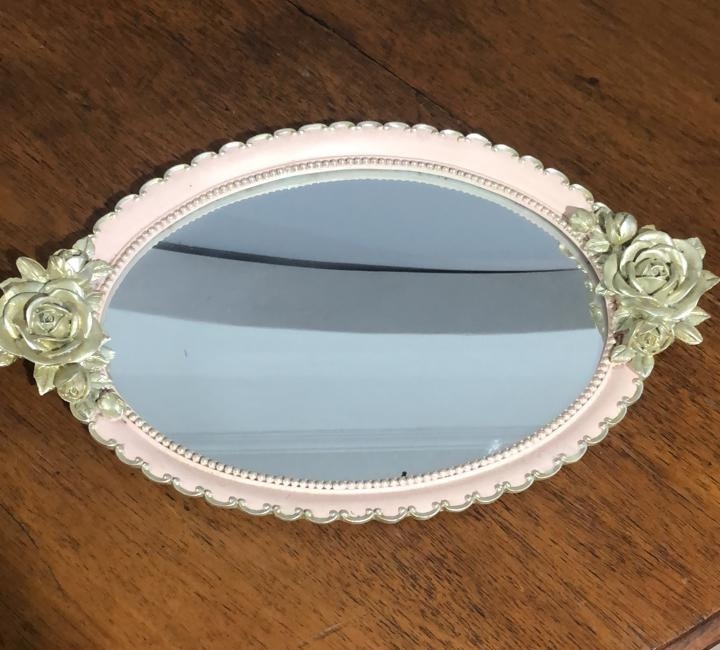 Bandeja Esp. C/ Rosa Dourada 43X27Cm - Beck Decorações