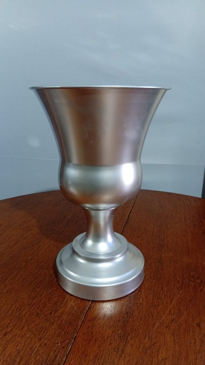Vaso Taça Prt Escovado 23X34Cm - Beck Decorações