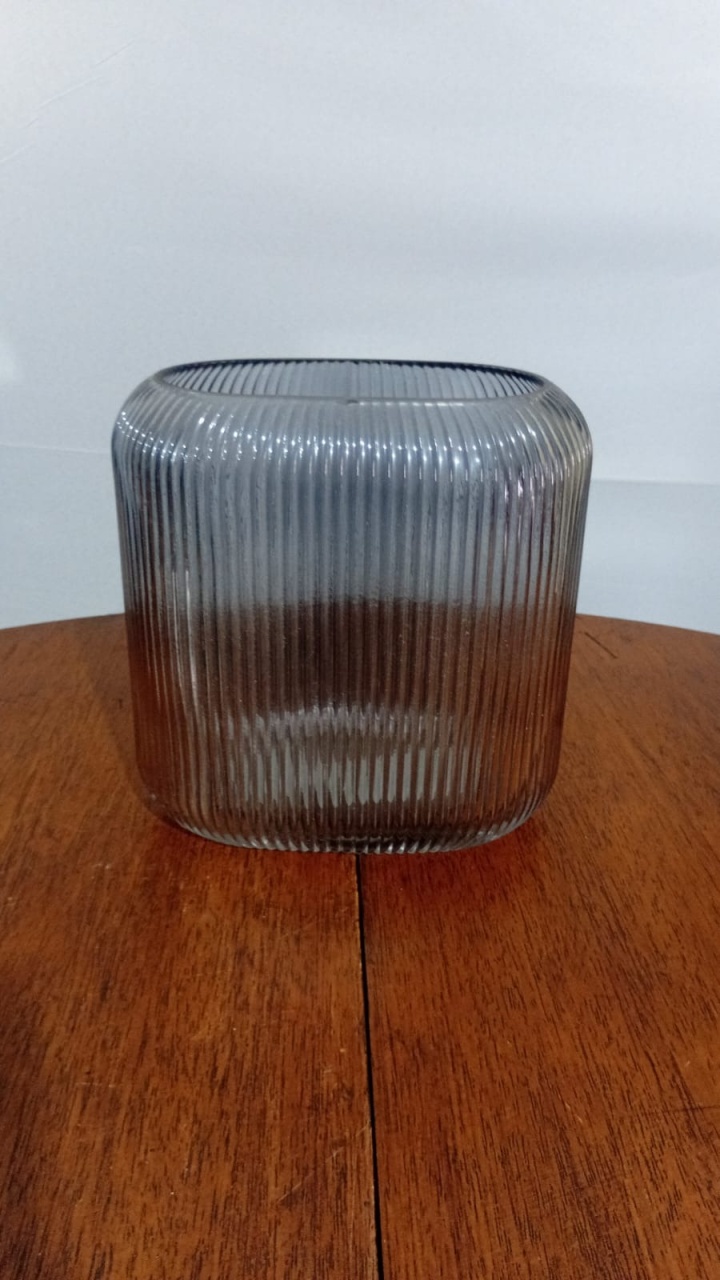 Vaso Cristal Oval Risc. Pr 16X20Cm - Beck Decorações