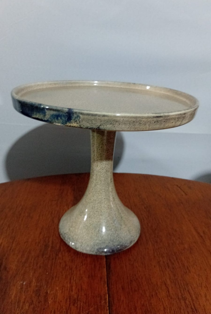 Boleira/Doce Porcelana Marmorizada 26X25Cm - Beck Decorações