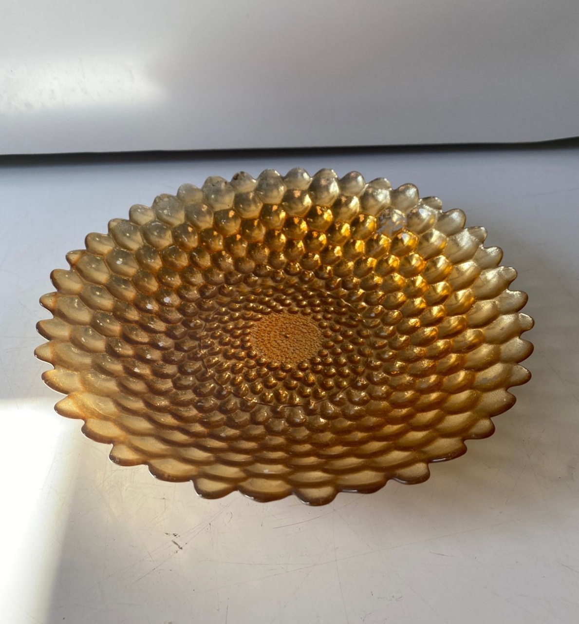 Prato Vidro Dourado Murano 20X13Cm - Beck Decorações