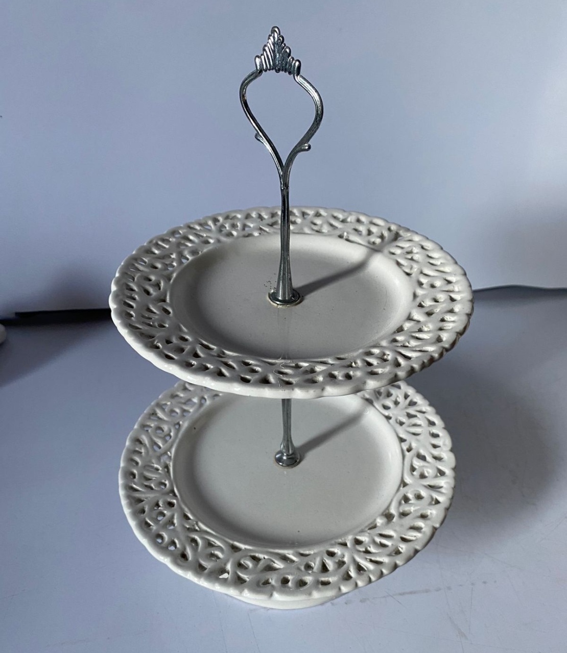 Peça 2 Andares Rendada Br 20X18X30Cm - Beck Decorações