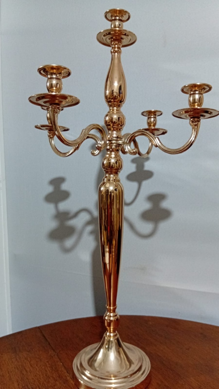 Candelabro P/ 5 Velas Dourado 18X72X40Cm - Beck Decorações