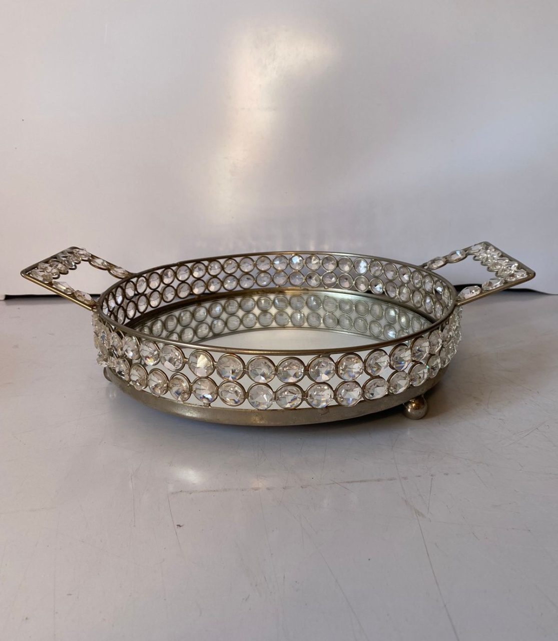 Bandeja Redonda Prt Pedraria Esp. 34X7Cm - Beck Decorações