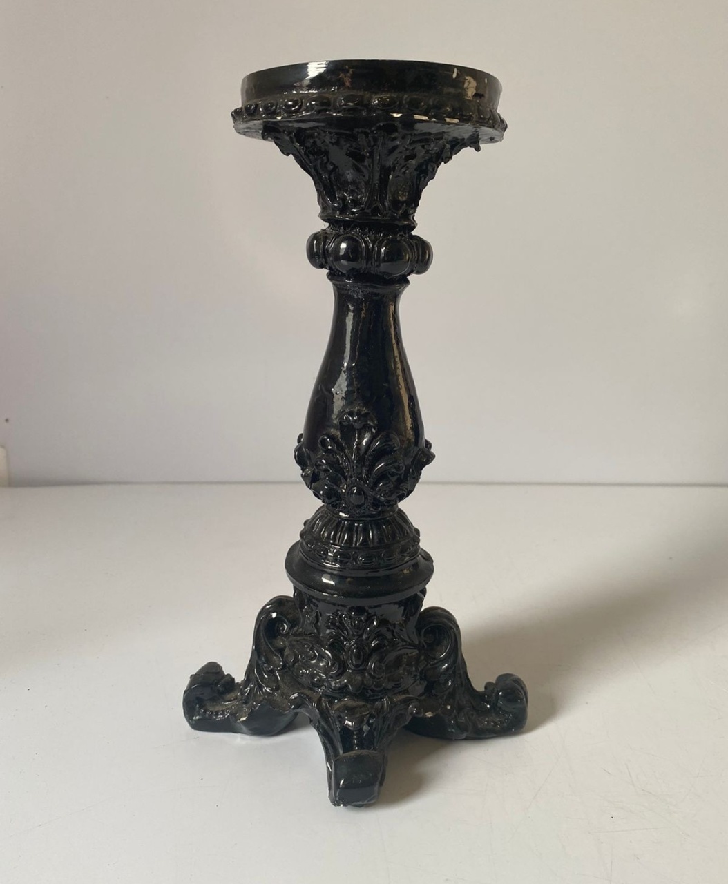 Pedestal P/ Vela Vintage Pr 9X25Cm - Beck Decorações