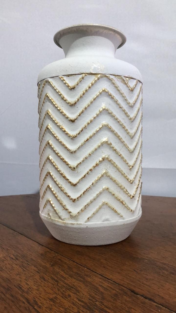 Vaso Colonial Cimento C/ Dourado 11X30Cm - Beck Decorações