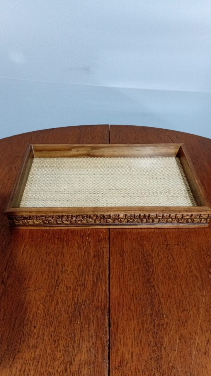 Bandeja Bambú Ret. C/ Vidro 23X37,5X5Cm - Beck Decorações