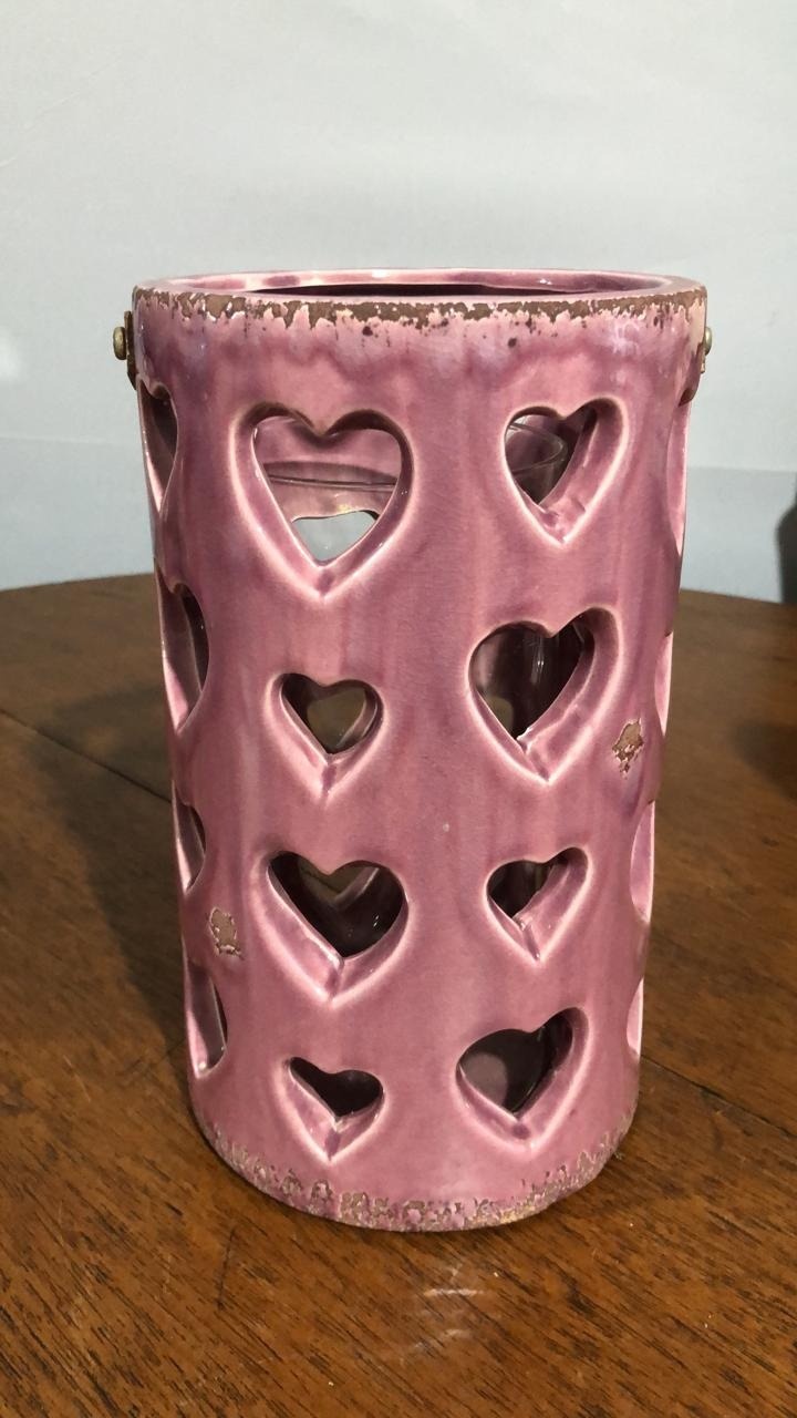 Vaso Vela Coração R Ant. 14,5X25Cm - Beck Decorações