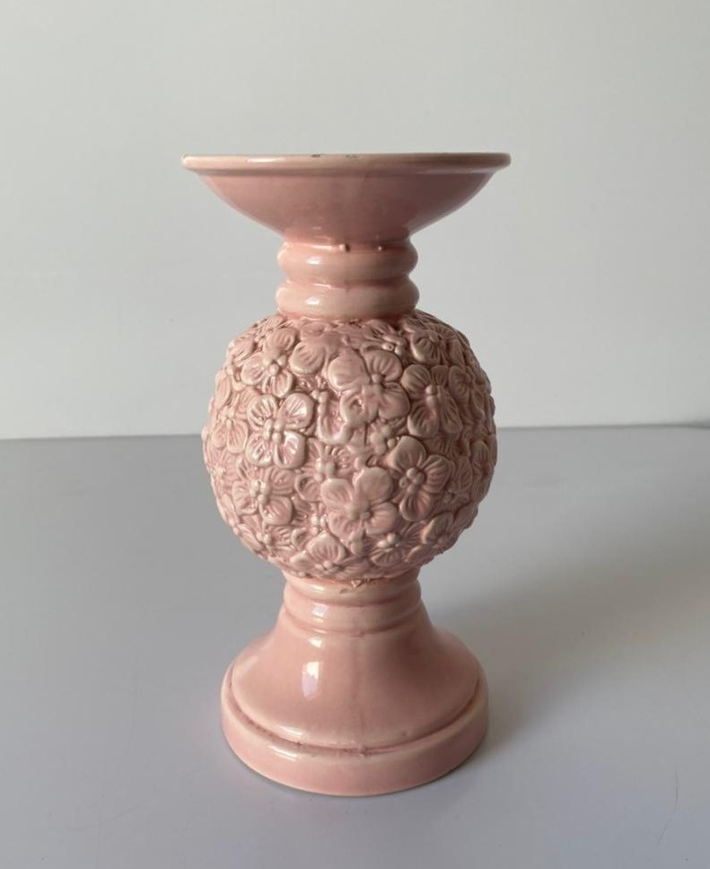 Porta Vela Florido M Rc 10X20Cm - Beck Decorações