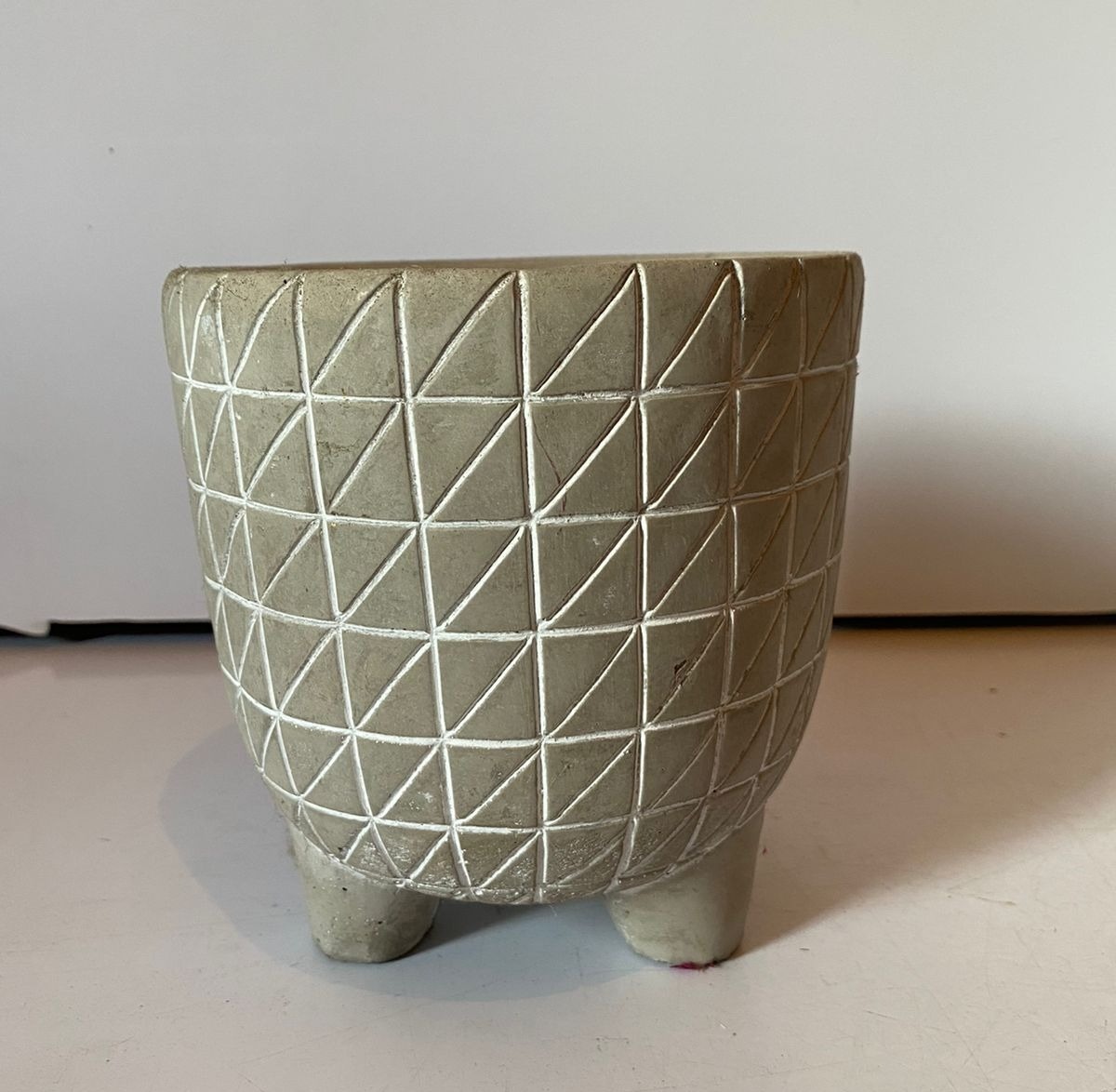 Vaso Cimento Riscado 16X16Cm - Beck Decorações