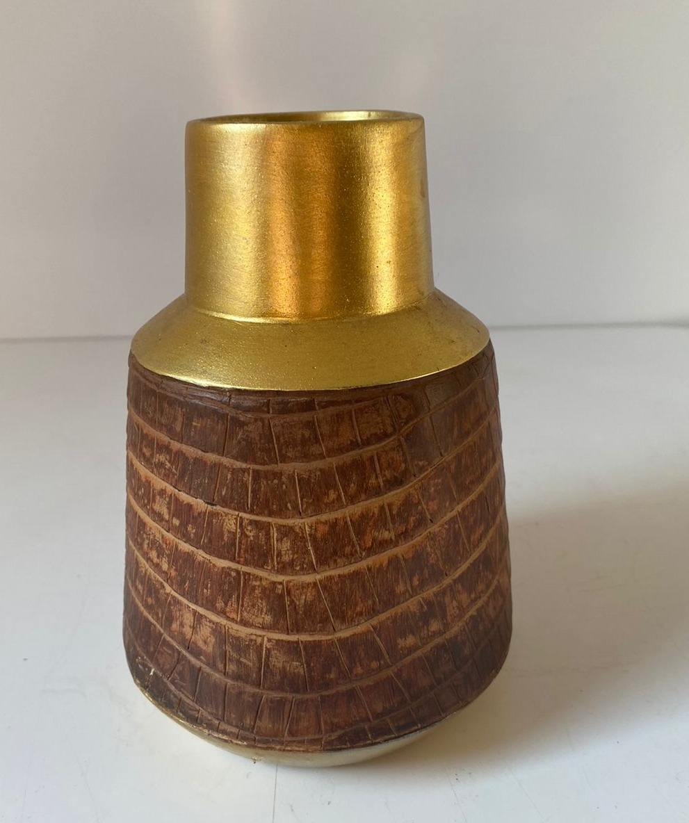 Vaso Bela P C/ Dourado Mr 6X18Cm - Beck Decorações