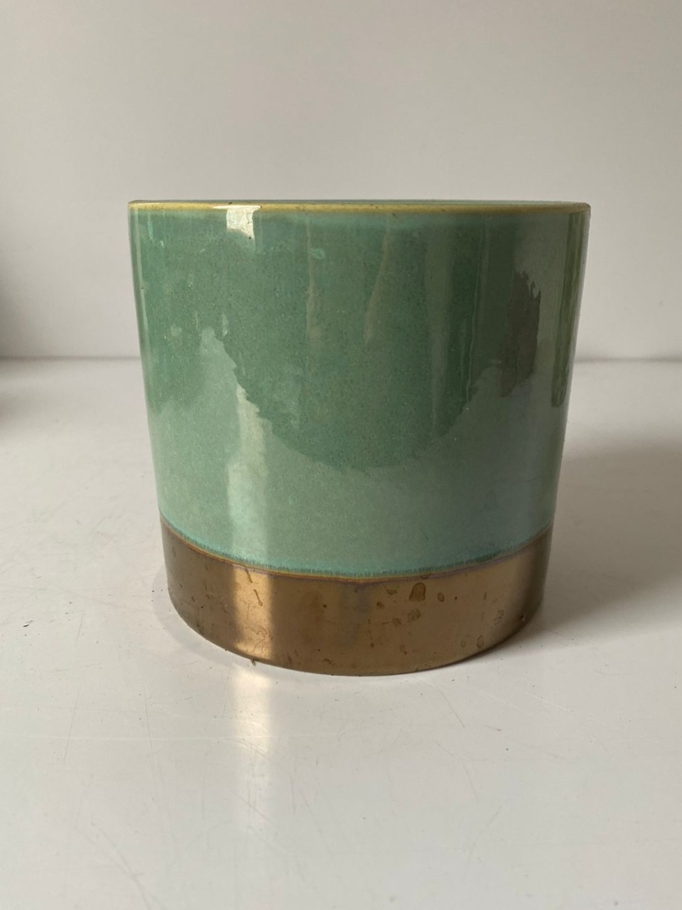 Vaso Vd C/ Fio Dourado 14X12Cm - Beck Decorações