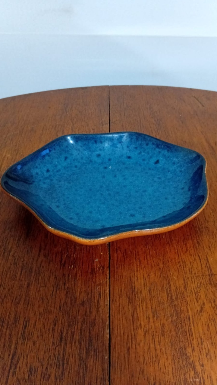 Bandeja Abaulada Cerâmica Az 18X25,5Cm - Beck Decorações