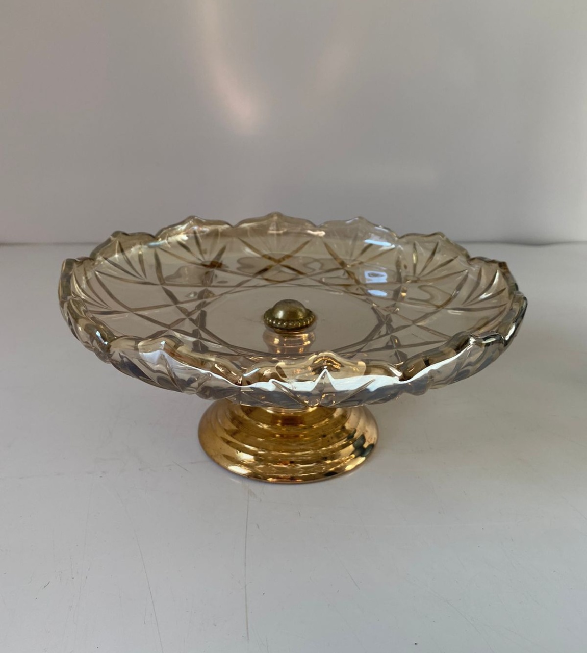Bandeja Cr A Pé Dourado P 21,5X9,5Cm - Beck Decorações