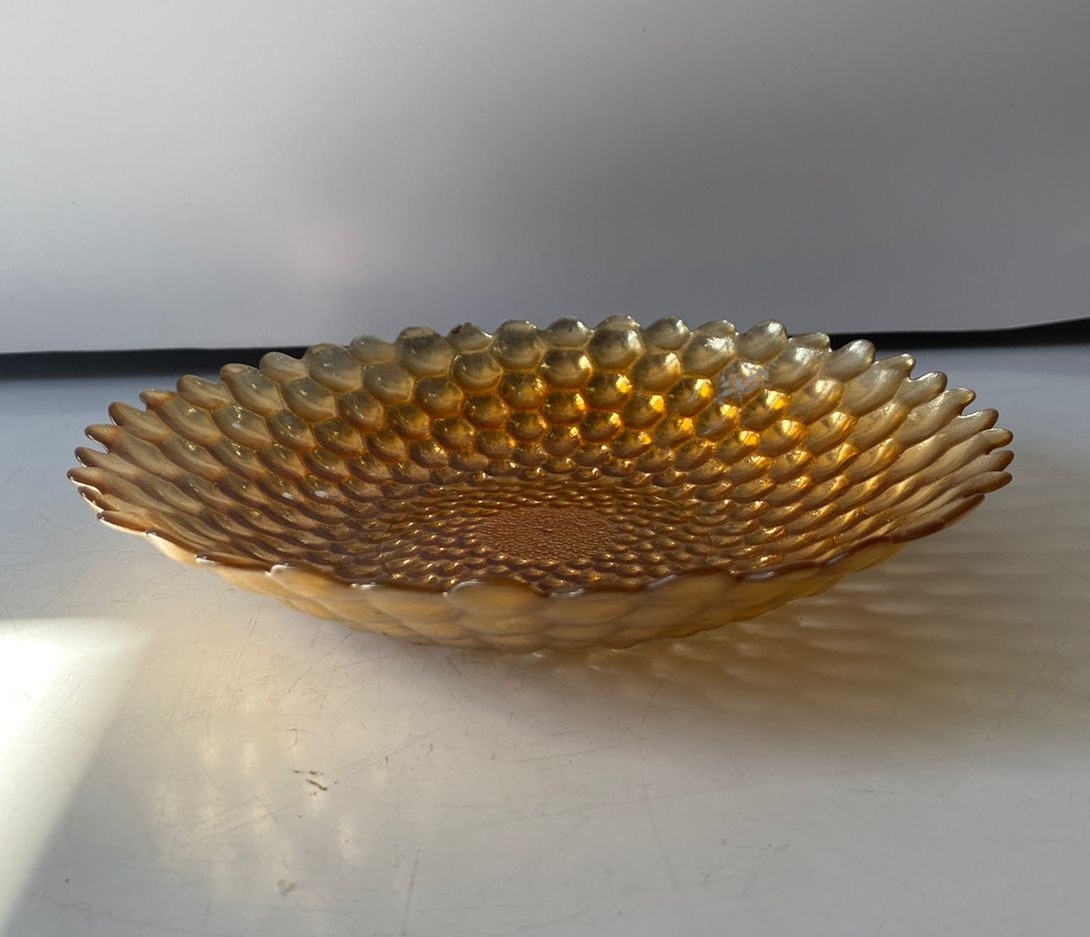 Prato Vidro Dourado Murano 16X6Cm - Beck Decorações