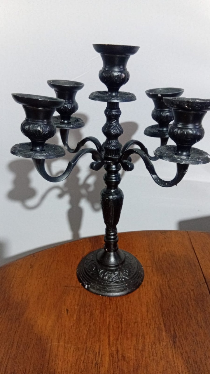Castiçal 5 Braços Pr 33X23Cm - Beck Decorações