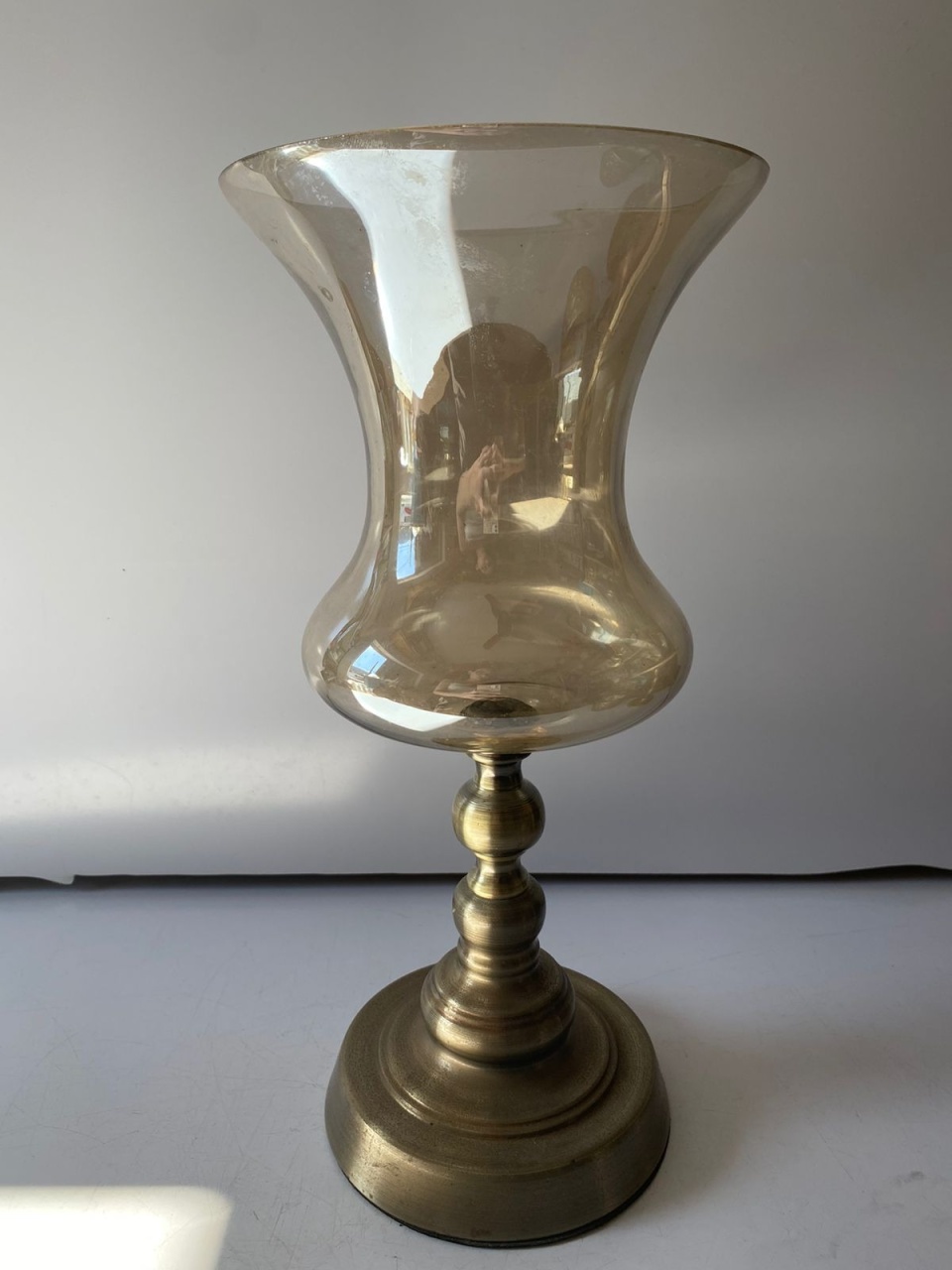 Vaso Vidro Tulipão Dour. 18X37Cm - Beck Decorações