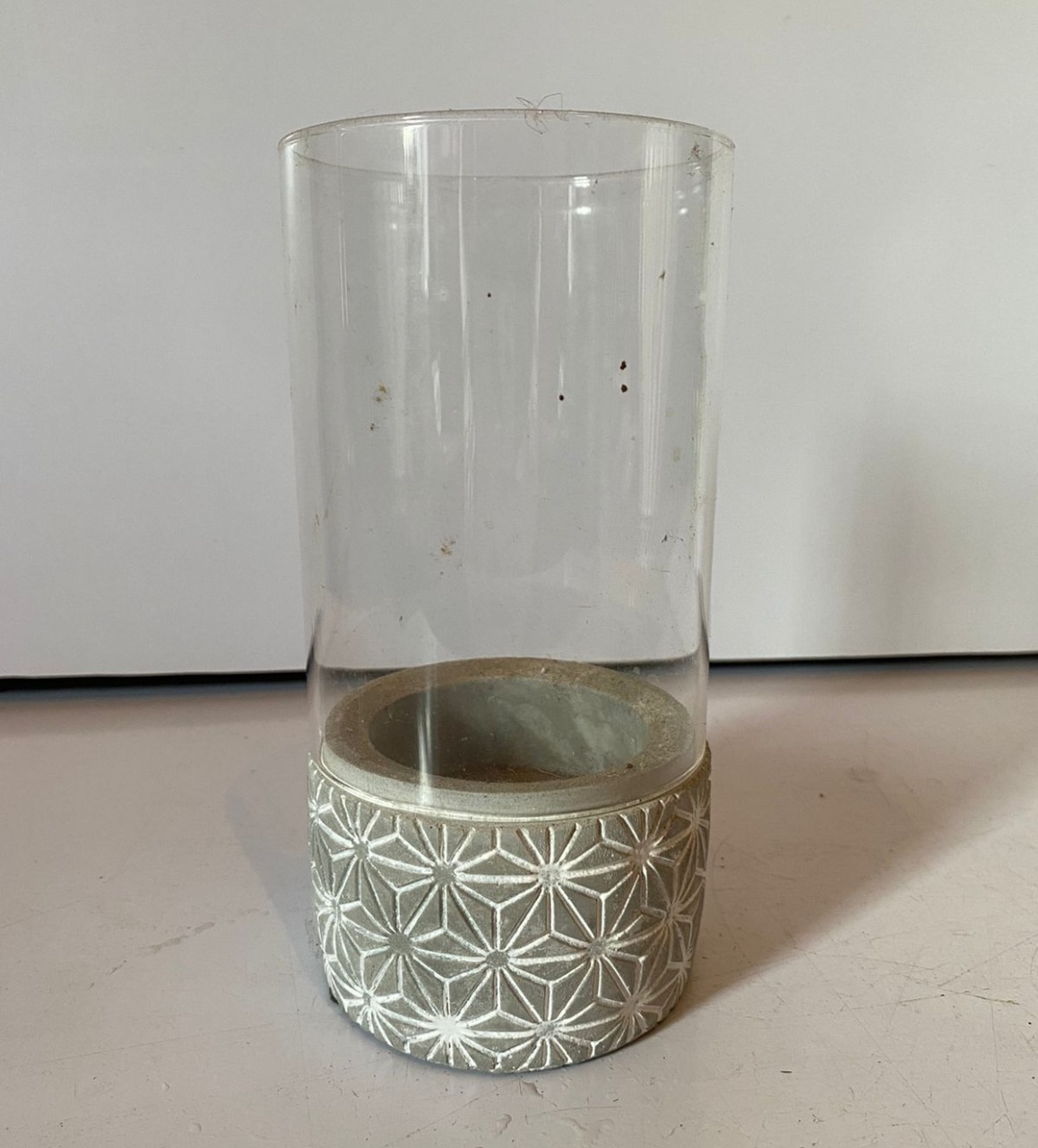 Porta Vela Base Cimento 8,5X18Cm - Beck Decorações