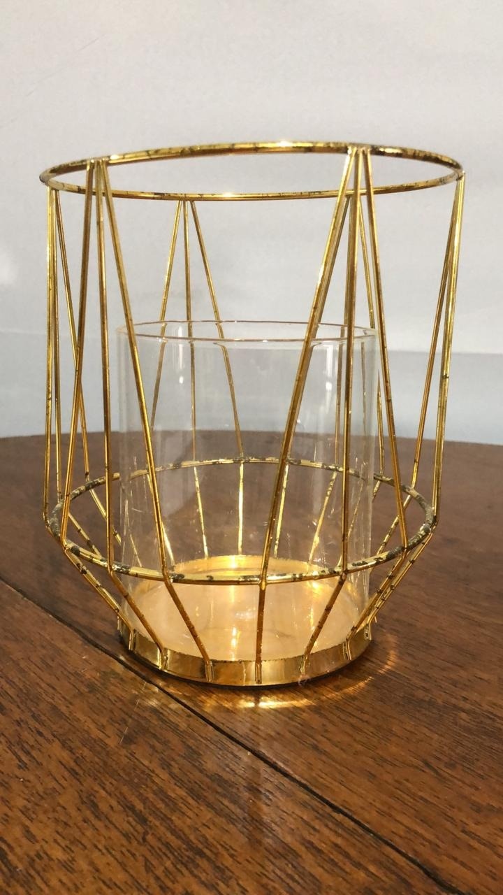 Porta Vela Aramado Dour. 14,5X17Cm - Beck Decorações