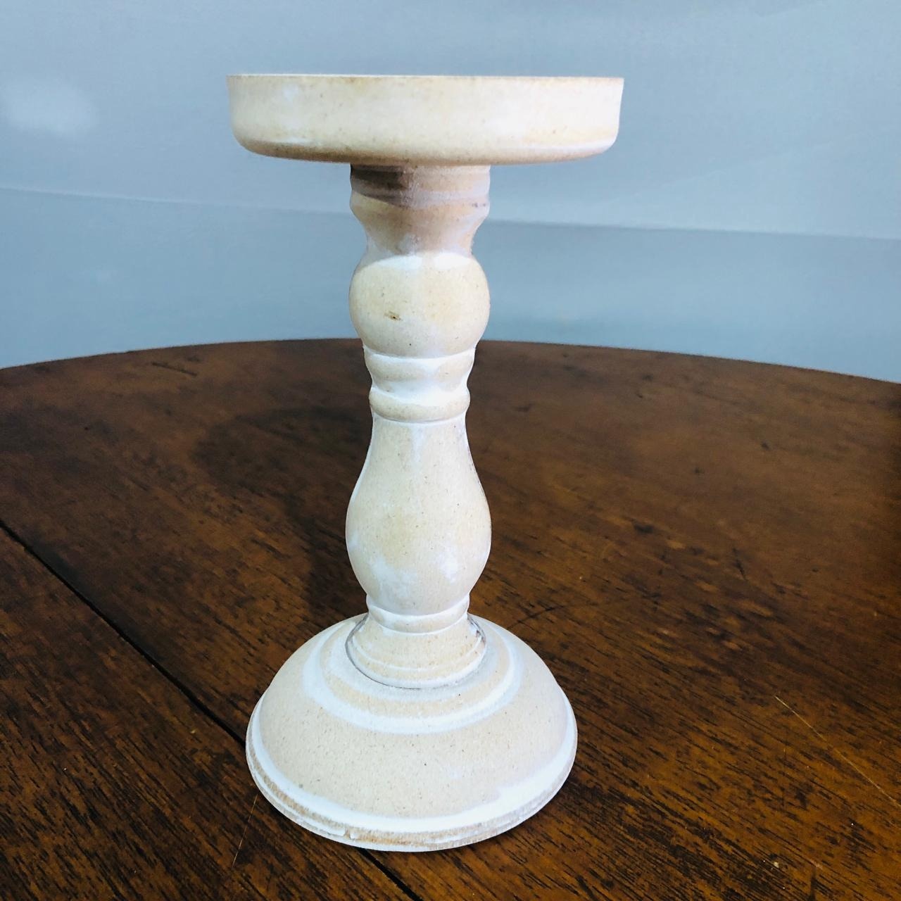 Porta Vela Madeira Patinado 10X8X20Cm - Beck Decorações