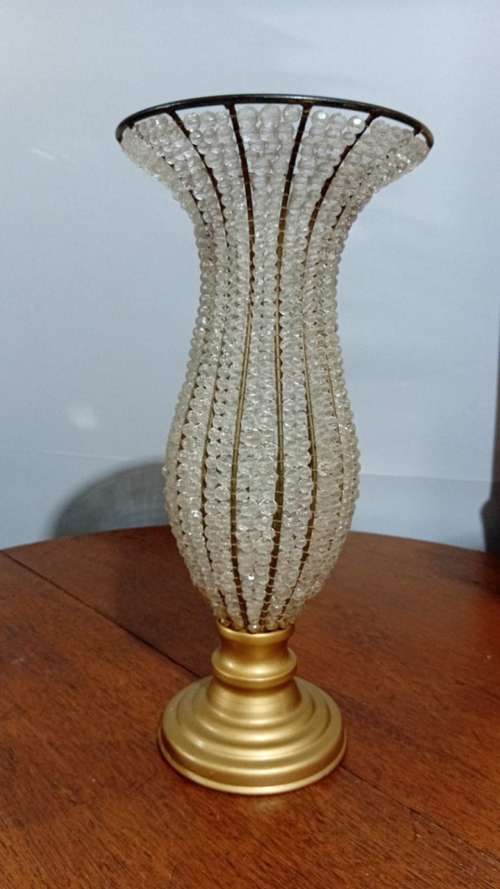 Castiçal Dourado Cristal 14X44Cm - Beck Decorações
