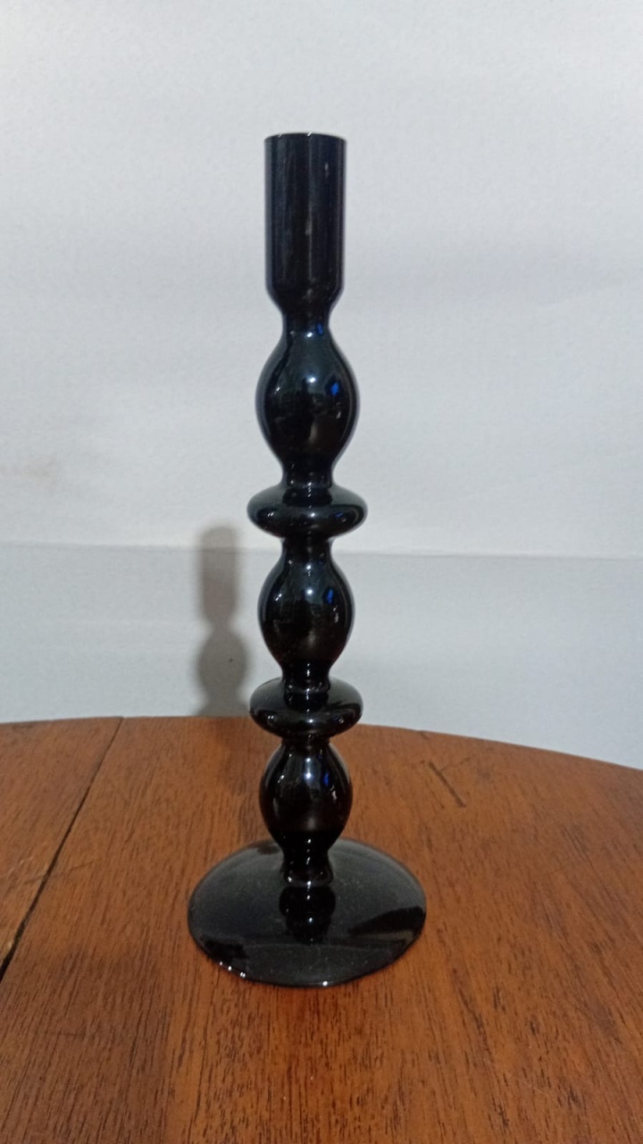 Castiçal Único Bolhas Pr 2X26Cm - Beck Decorações