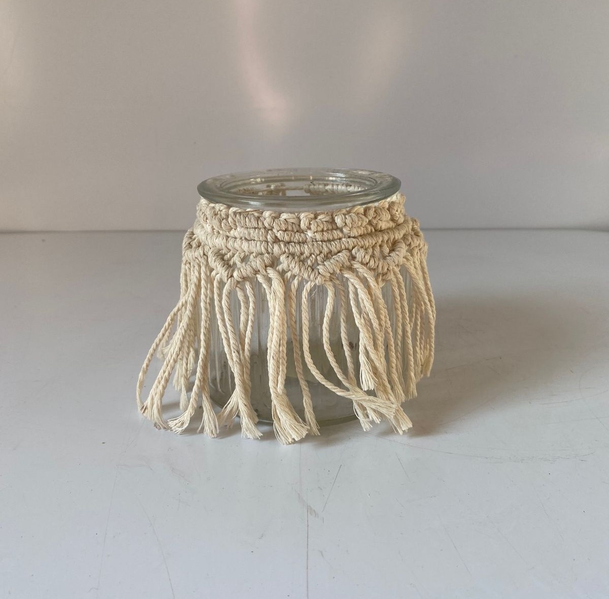 Vaso de Vidro Macramê P 9X10Cm - Beck Decorações