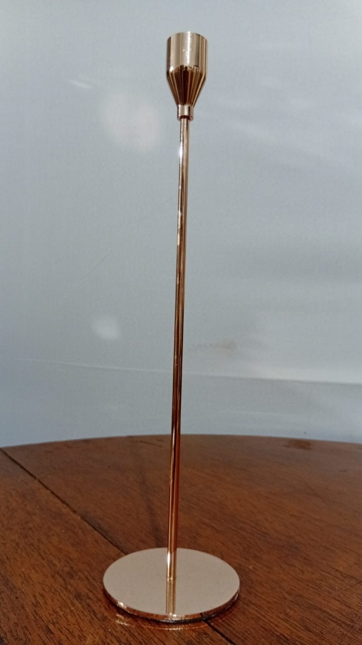 Porta Vela Dourada Fina 8X31,5Cm - Beck Decorações