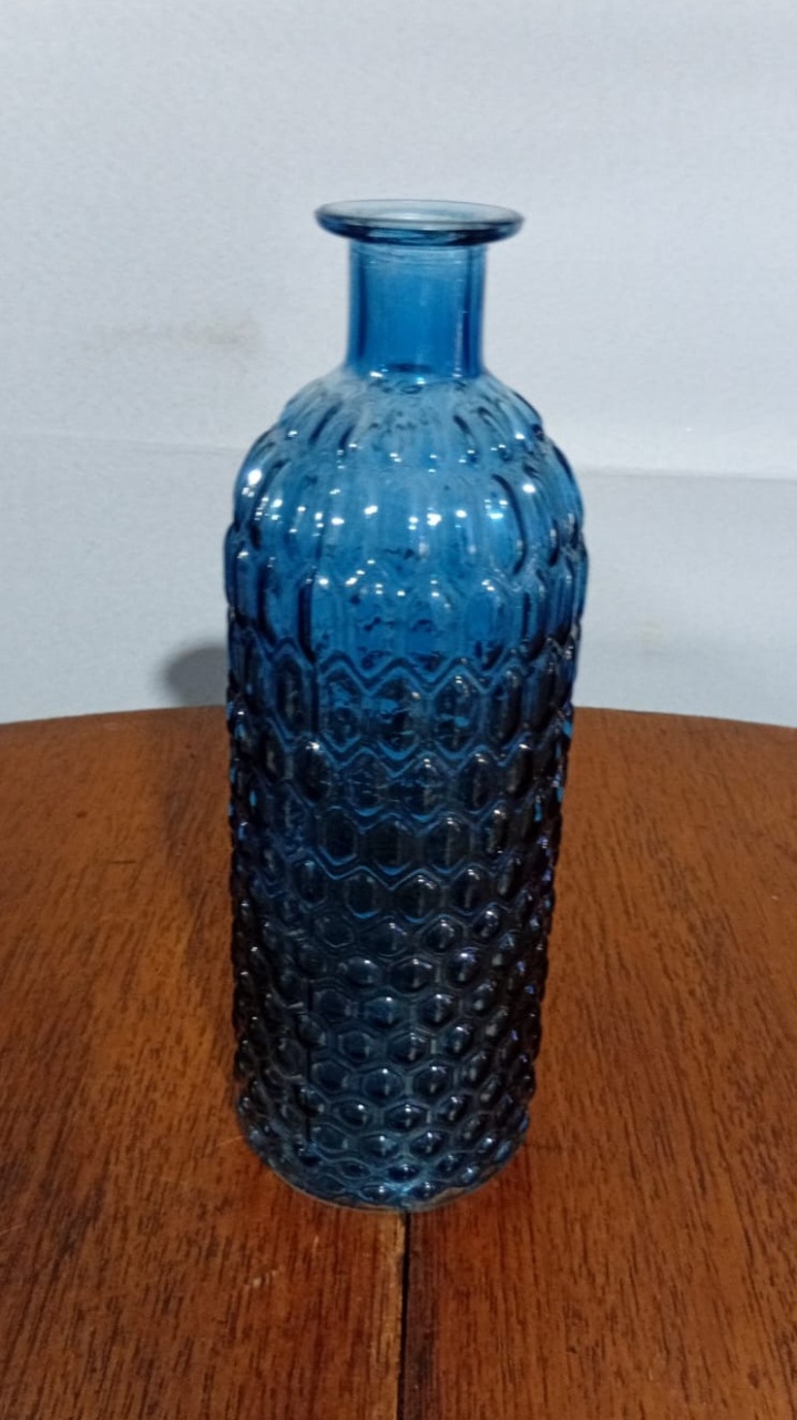 Garrafa Cristal Diamond Az 3X21Cm - Beck Decorações