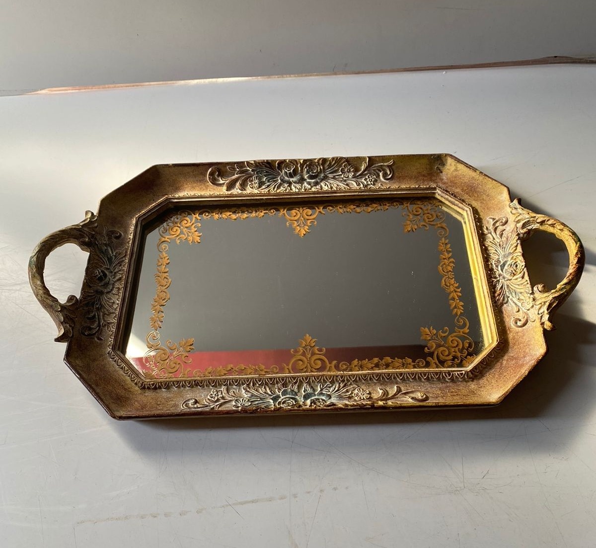Bandeja Espelhada Ouro Velho 31X21Cm - Beck Decorações
