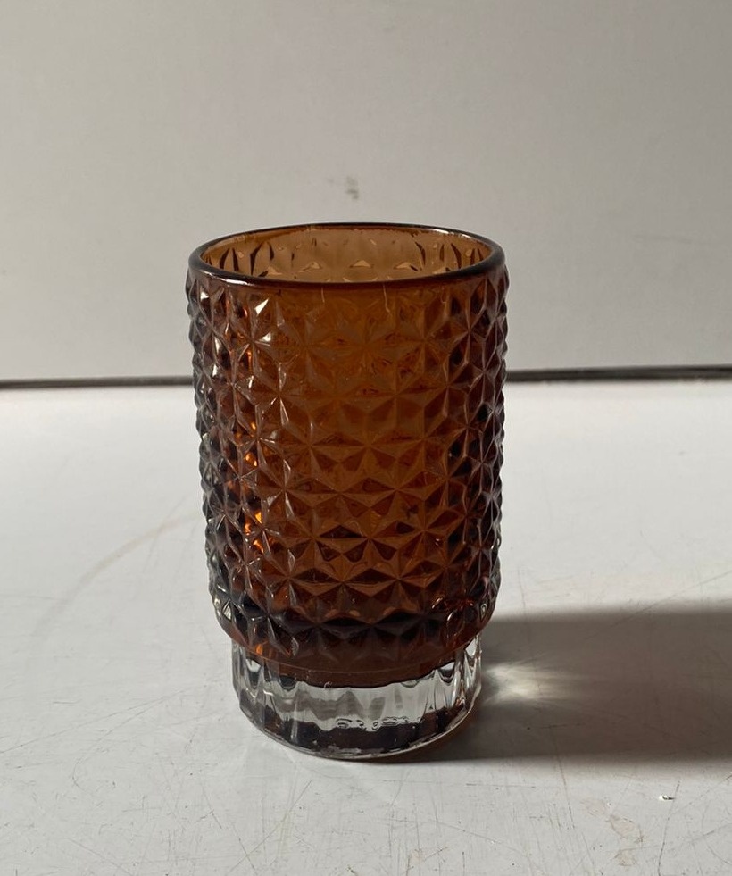 Copo Porta Vela Cristal Marrom P 6X10Cm - Beck Decorações