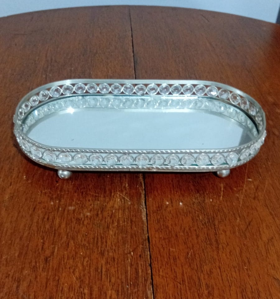 Bandeja Esp. Oval Pedraria Prt 15,5X31Xx5Cm - Beck Decorações