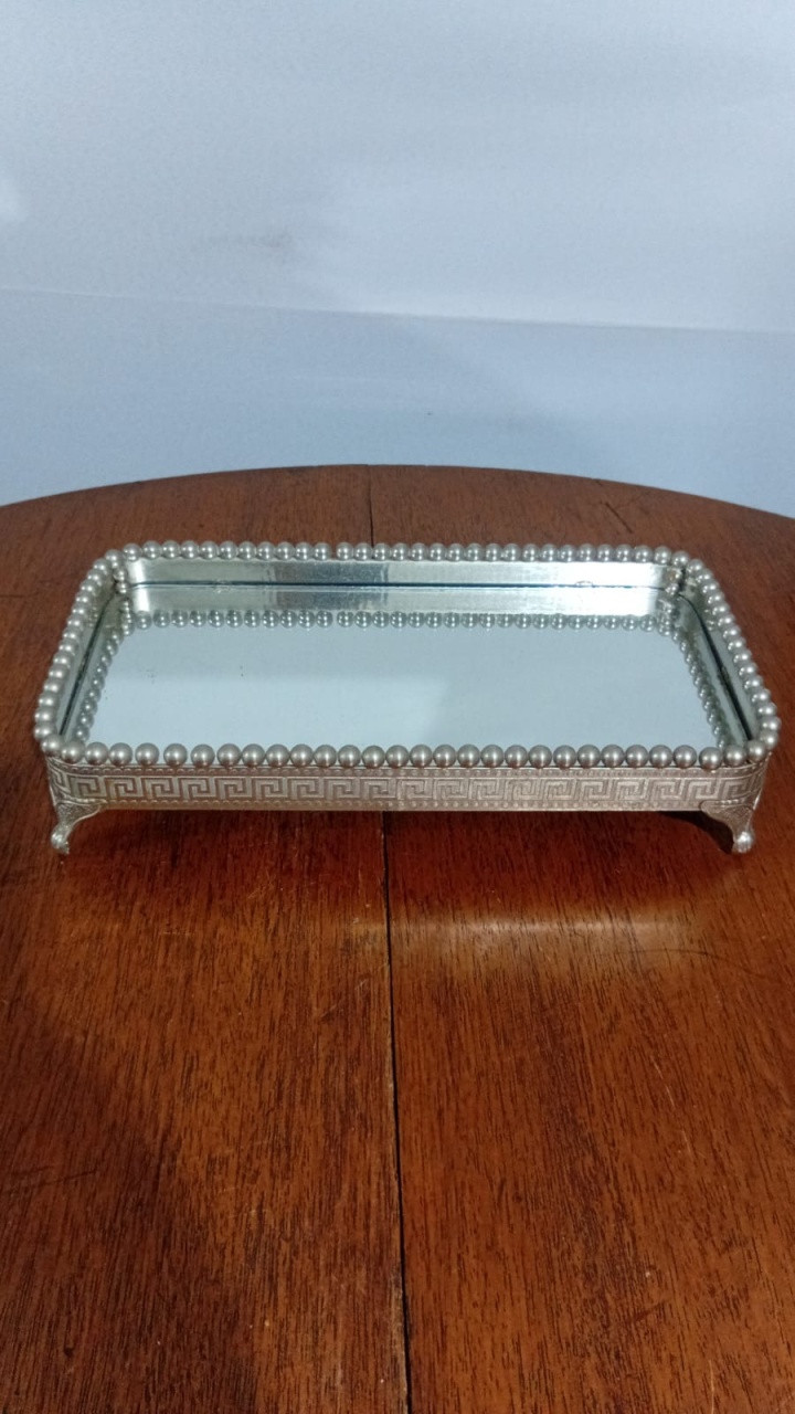 Bandeja Esp. Reta Bolinha Prt 18X33X6Cm - Beck Decorações