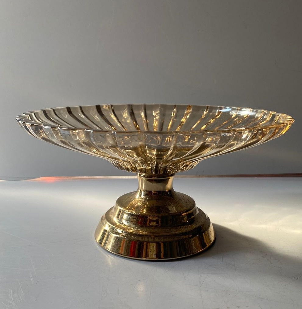 Bandeja Cr A C/ Pés Ouro Velho 24,5X13Cm - Beck Decorações