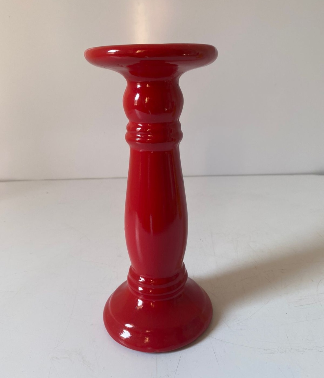 Porta Vela Abaulado Vermelho 9X20Cm - Beck Decorações