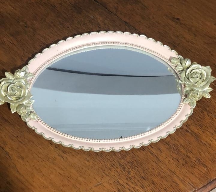 Bandeja Esp. C/ Rosa Dourada 37X22,5Cm - Beck Decorações