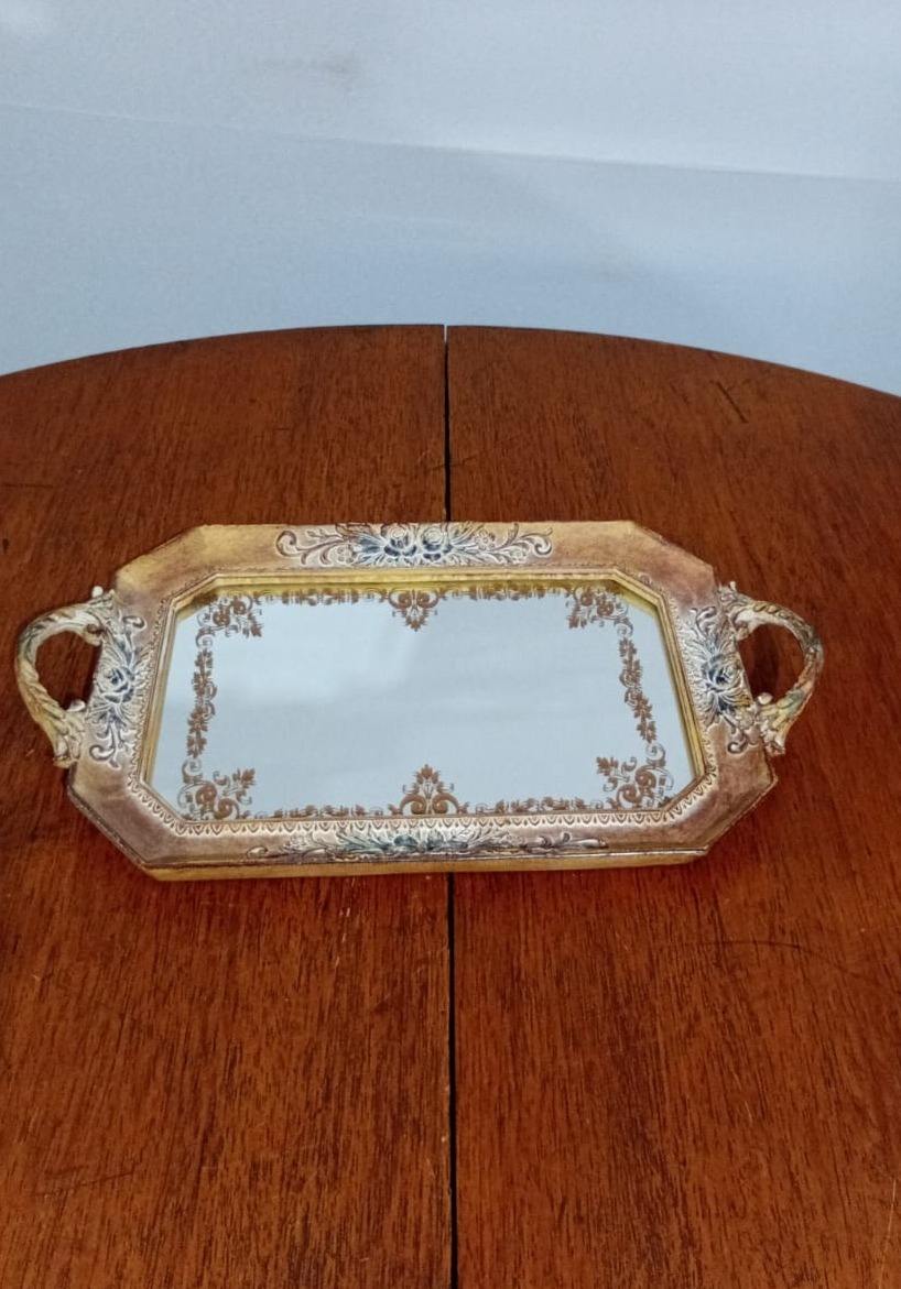 Bandeja Decorada C/ Espelho 36X21Cm - Beck Decorações