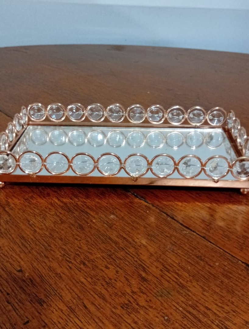 Bandeja Esp. Cristal Rosê 20,5X10Cm - Beck Decorações